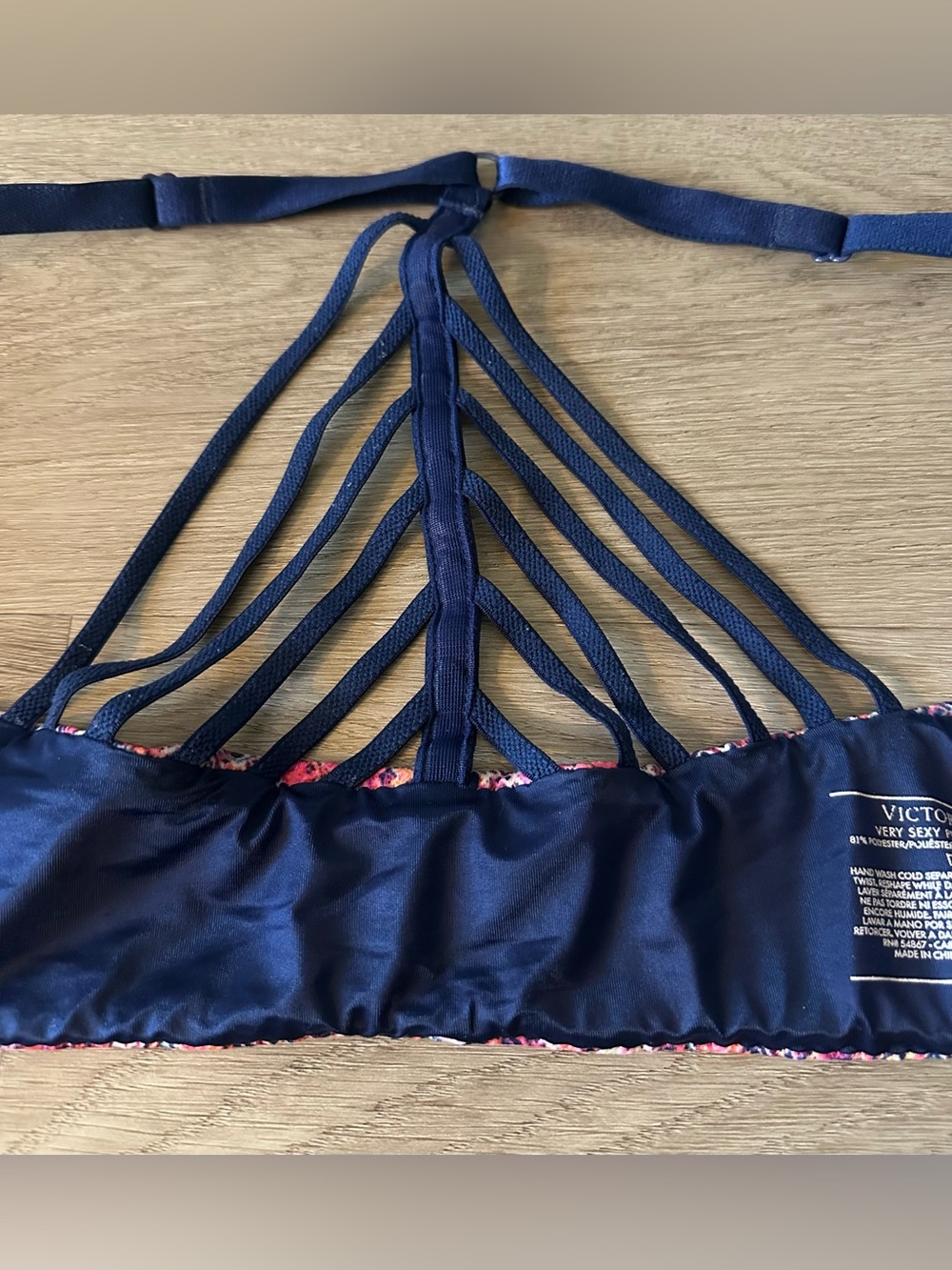 Victoria's Secret Very Sexy Push Up Pink Floral Strappy-Back Bra 36D - Picture 4 of 6